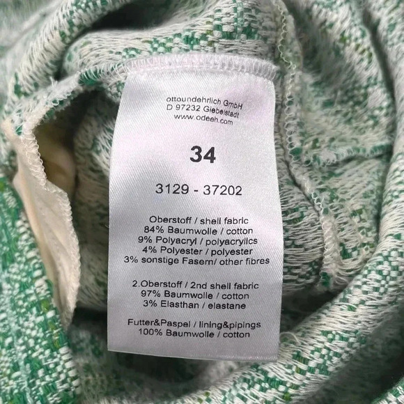 ODEEH Dress Green Cream Tweed Sleeveless Shift Size XS NWT Racerback Pockets - Picture 10 of 16